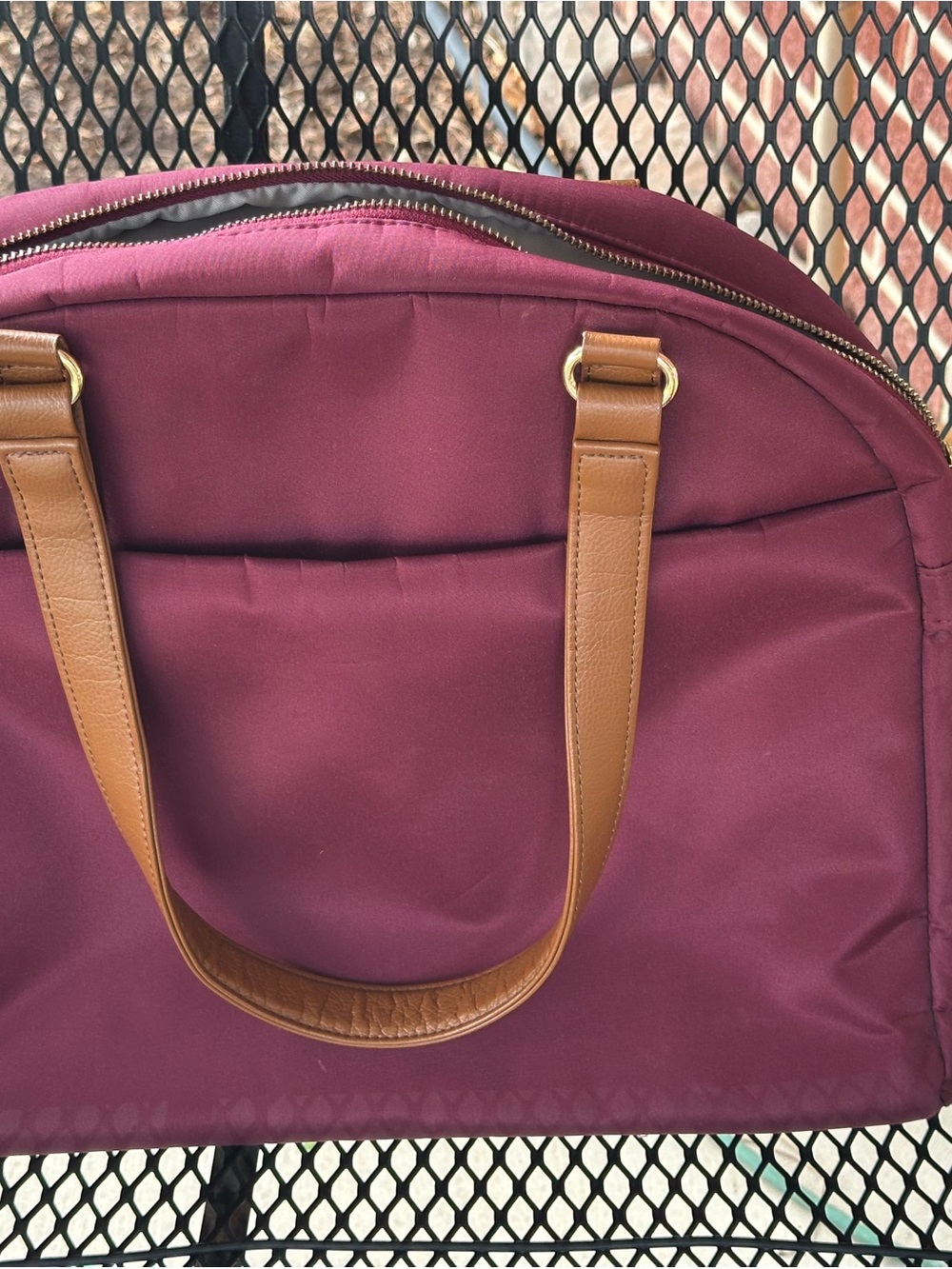 Baggallini Plum Laptop Bag with Tan Handles